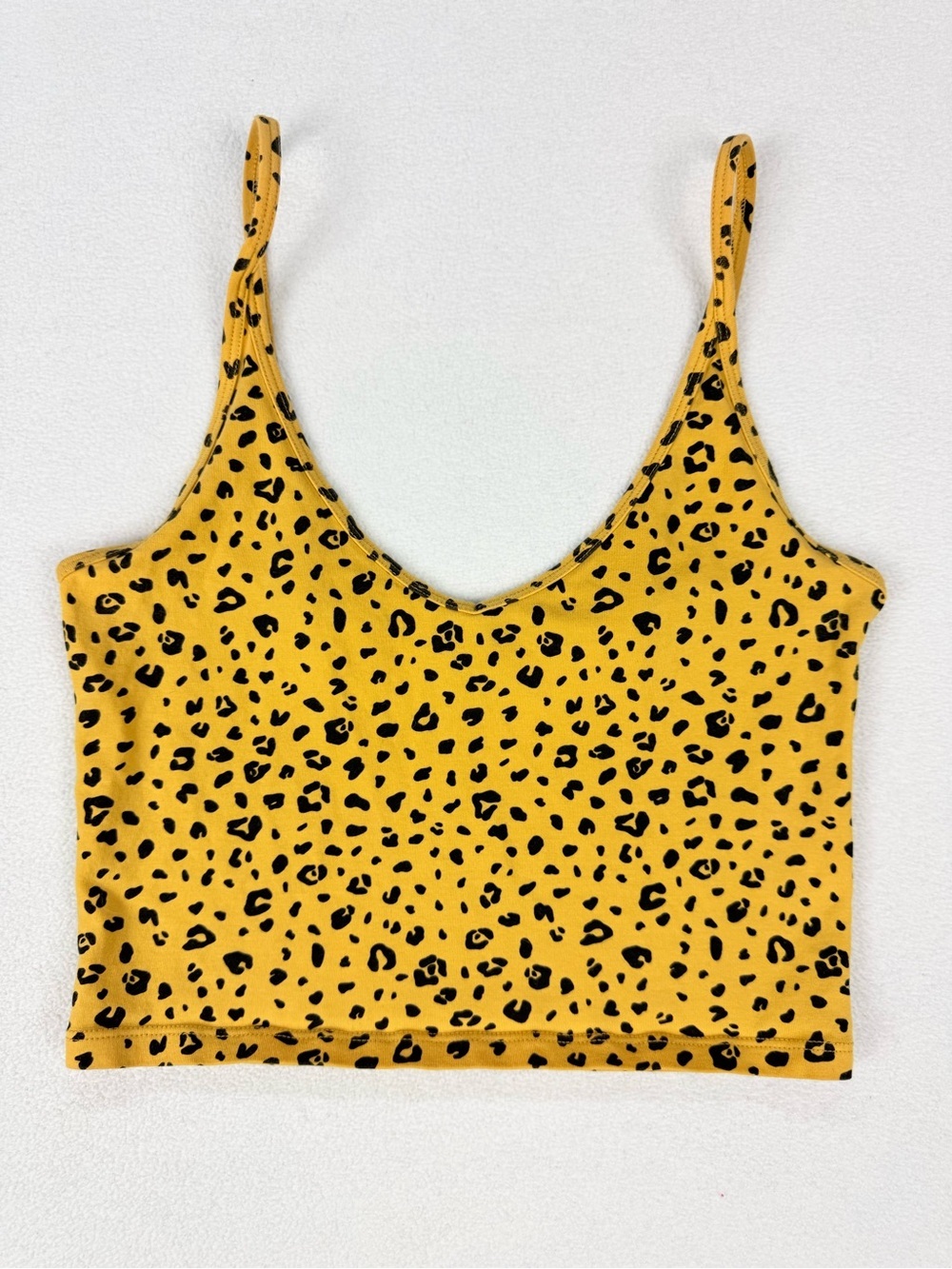 Sunday Best Yellow Leopard Print Cropped Tank Top Cheetah Animal Print Camisole
